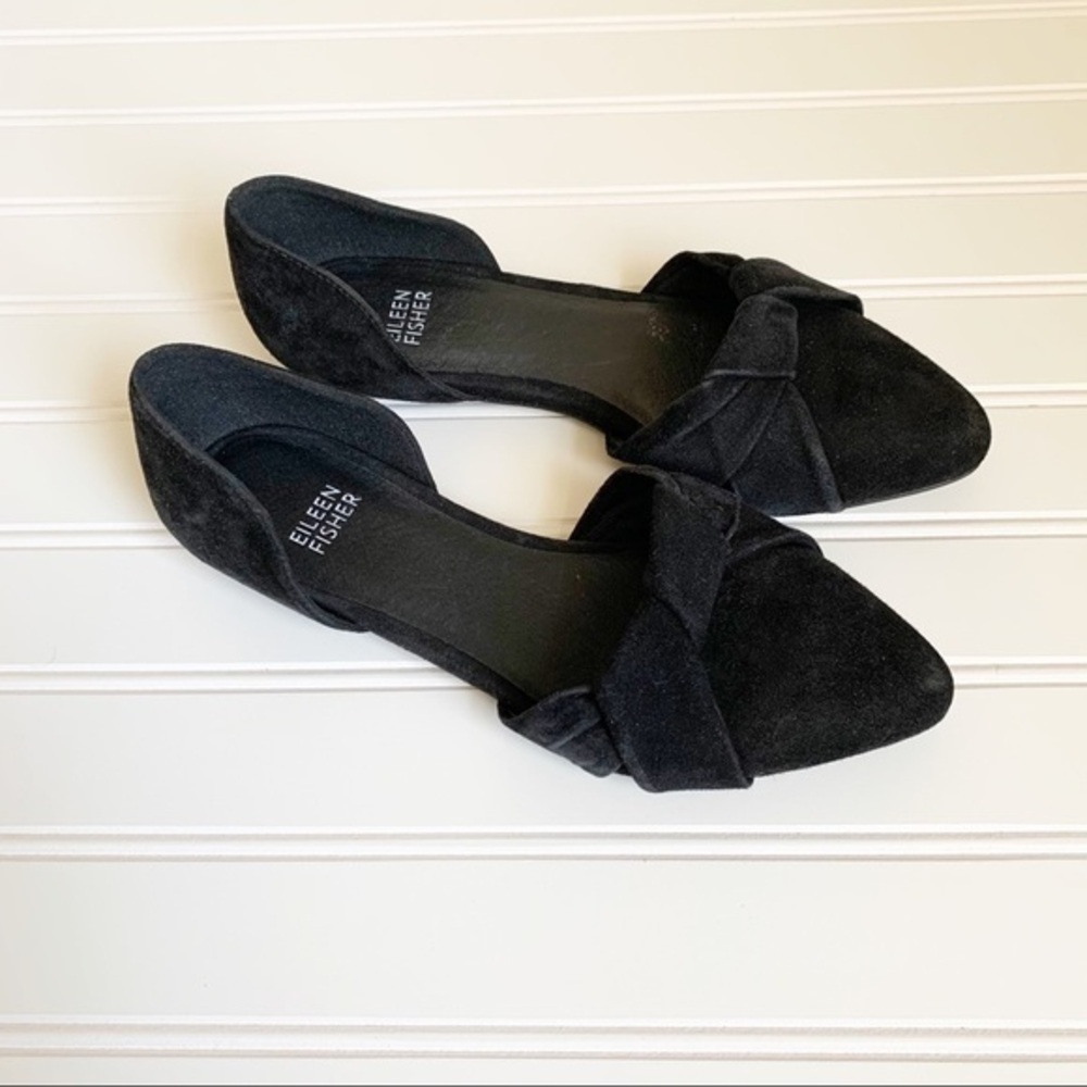 Eileen Fisher Fuller Black Suede D’Orsay Flats